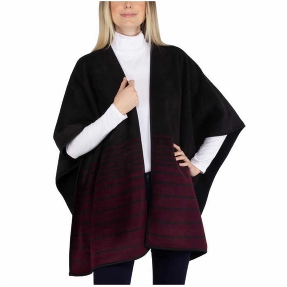 Ike Behar Ladies Reversible Wrap with High Pile Fleece RED - Picture 2 of 6